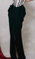 Bandeau-Kleid mit Spitzenstickerei in Schwarz