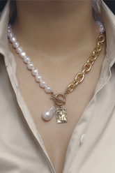 Gothic Barock Perlen Engel Anhänger Choker Halskette