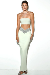Uriel Mint Crop Top+Uriah Crystal Pencil Skirt