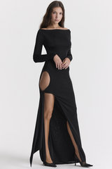 Robe longue découpée noire Marella
