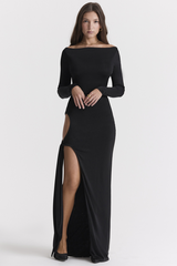 Robe longue découpée noire Marella
