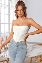 Netzoberteil mit einer Schulter und asymmetrischem Saum