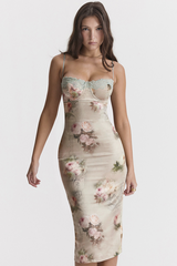 Robe mi-longue fleurie vintage Venus