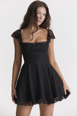 Kaia Black A-Line Mini Dress