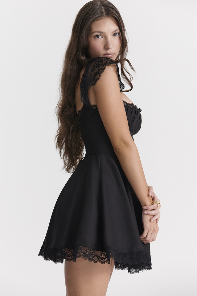 Kaia Black A-Line Mini Dress