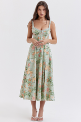 Sabrina Light Jade Print Bustier-Sommerkleid