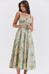Sabrina Light Jade Print Bustier-Sommerkleid