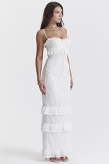 Robe longue brodée blanche Eve