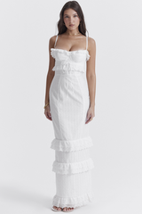 Robe longue brodée blanche Eve