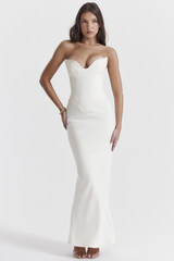 Robe corset sans bretelles ivoire Tamara