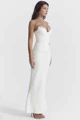 Robe corset sans bretelles ivoire Tamara