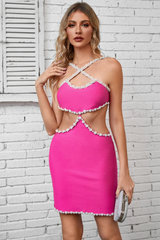 Delicia Neckholder-Minikleid mit Perlen