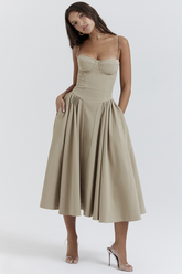 Robe d'été corset taupe Samaria