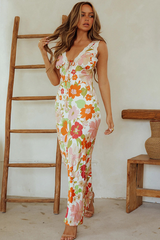 Robe longue fleurie sans manches Miara