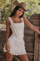 Catalina Embroidered Bra + Layered Mini Skirt Set