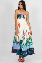 Seeker Folklore-Print Linen Dress