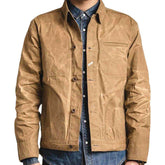 Veste en jean pour homme en tissu ciré