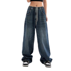 Jean baggy pour femme avec cordons de serrage