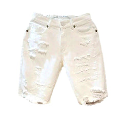Short en jean blanc vieilli pour homme