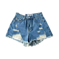 Short en jean vieilli tendance années 2000
