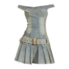 Robe en jean sans bretelles pour femme