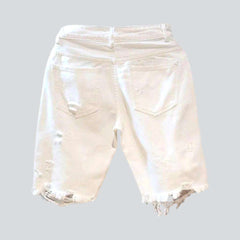 Short en jean blanc vieilli pour homme