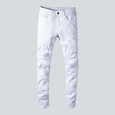 Jean biker blanc pour homme