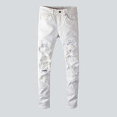 Jean homme patchwork de cristaux blancs