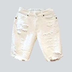 Short en jean blanc vieilli pour homme