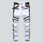 Jean blanc pour homme avec bandes