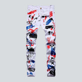 Jean peint en blanc pour homme