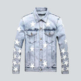 Veste en jean légère à étoiles blanches