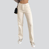 Jean droit blanc pour femme