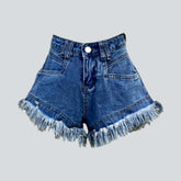 Short en jean vieilli à ourlet large