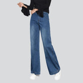 Pantalon en jean bleu à jambes larges pour femme