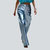Pantalon en jean taille haute à jambes larges pour femme