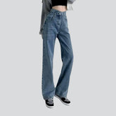 Jean délavé à jambe large pour femme