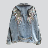 Veste en jean pour femme avec broderies d'ailes