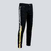 Gelbe Herrenjeans mit weißen Streifen