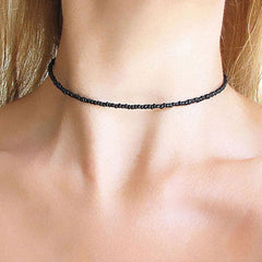 Collier ras du cou en perles polies en émail de graines Beachy - Noir