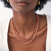 Collier ras du cou plaqué orné de perles en émail de style bohème - Rouge