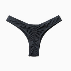 Bas de bikini brésilien uni à taille haute - Noir