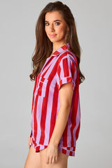 Ensemble de pyjama à manches courtes à rayures et blocs de couleurs