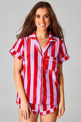 Ensemble de pyjama à manches courtes à rayures et blocs de couleurs