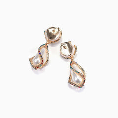 Bunte Strass-Perlen-Anhänger-Ohrringe - Mehrfarbig