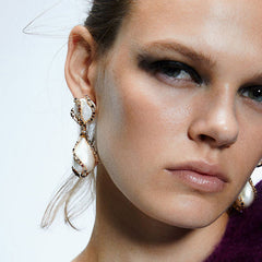 Bunte Strass-Perlen-Anhänger-Ohrringe - Mehrfarbig