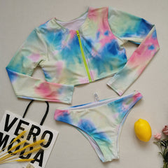 Ensemble bikini rashguard à manches longues Dreamy Tie Dye - Multicolore