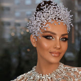 Elegantes Stirnband mit Strass-Blattmotiv - Silber