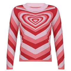 Fall in Love Pullover mit Herz-Print und hohem Kragen - Rosa