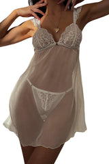 Babydoll-Set mit transparenter Netzspitze und Patchwork